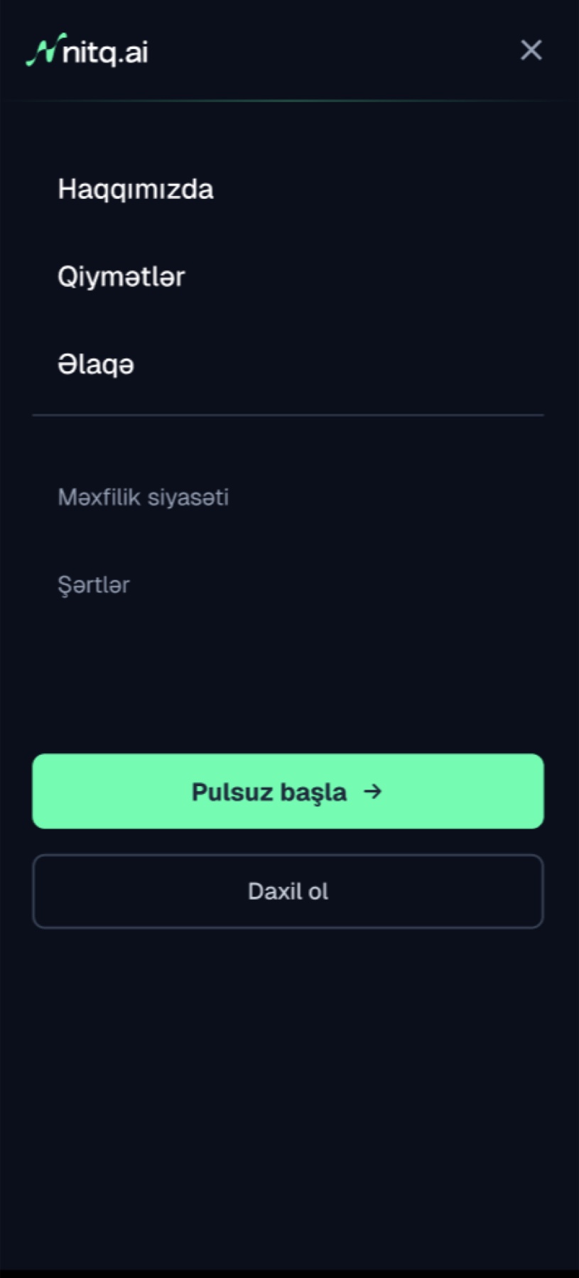 Mobile menu in Azerbaijani — hamburger expanded